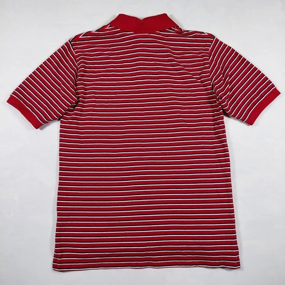 Brooks Brothers Mens Large Red White Blue Striped Performance Knit Polo Shirt - Picture 5 of 10